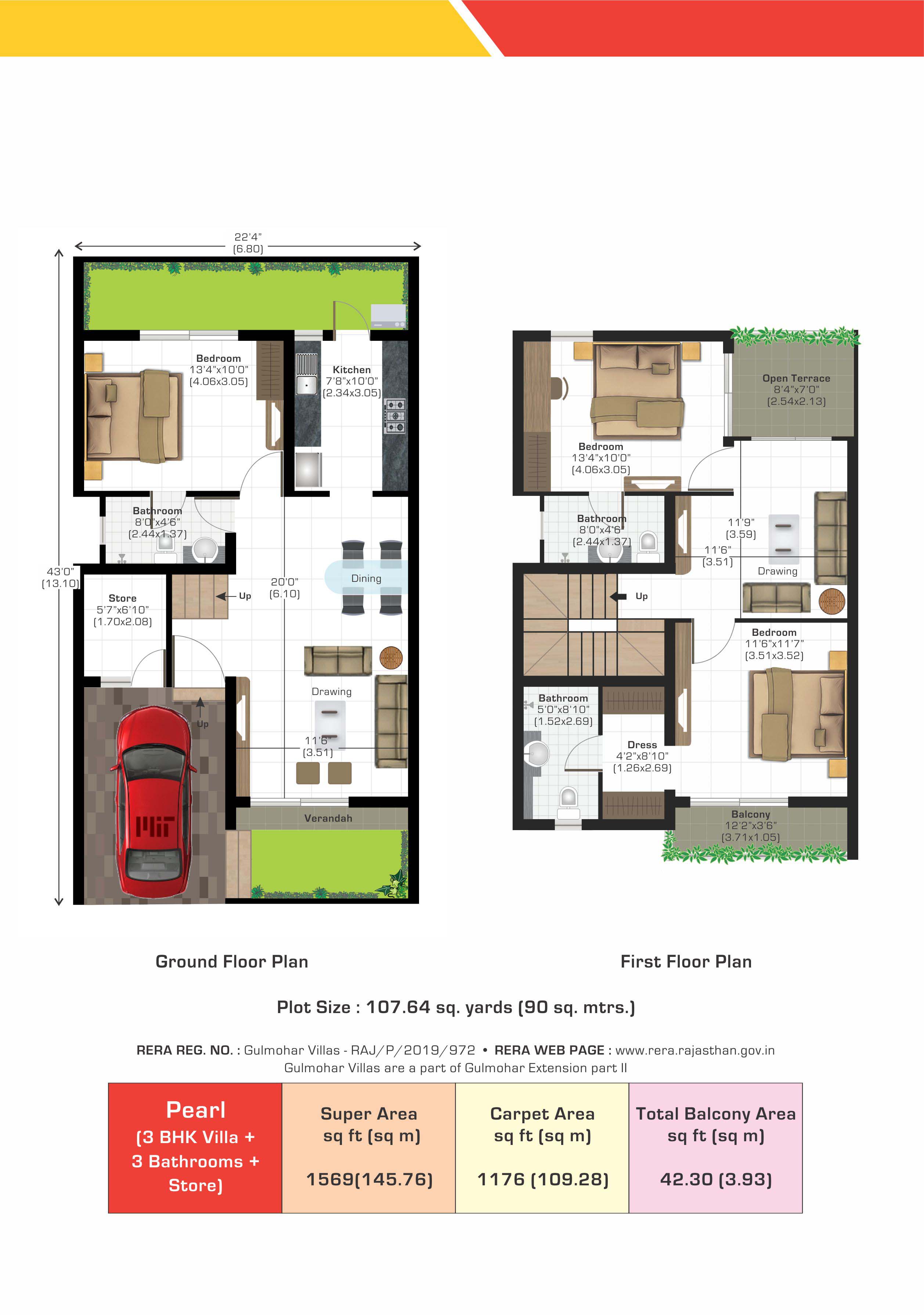 3bhk + 3b + store