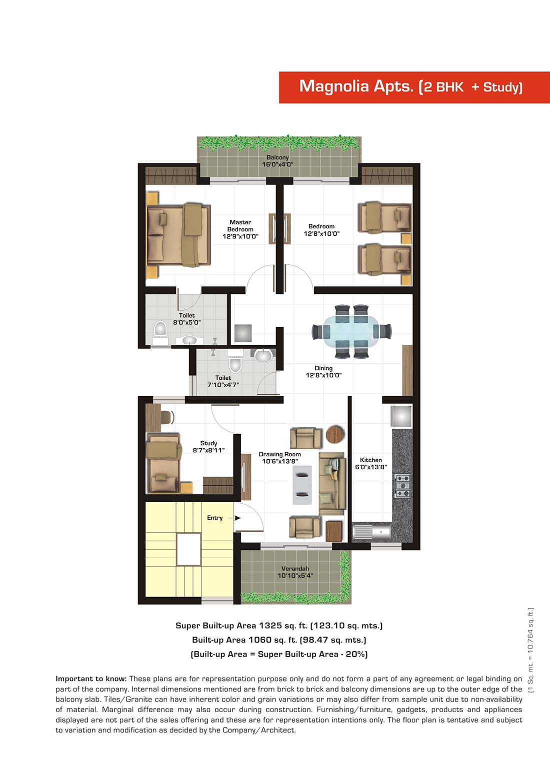 Magnolia - 2 BHK + Study Apt.