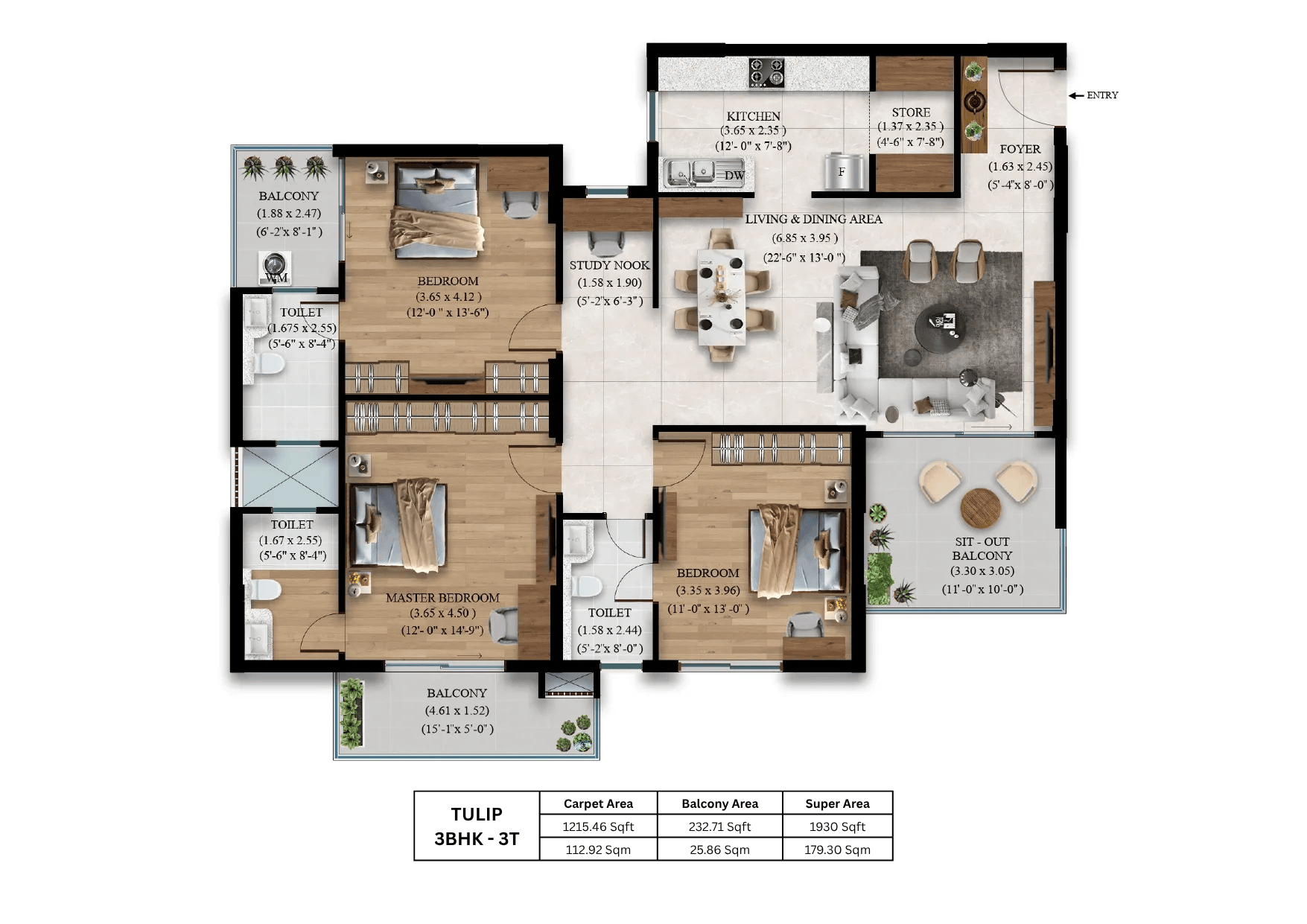 3 BHK - 3 T EL